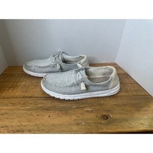 Hey Dude Wendy Sox Stone White Slip On Loafer Shoes Women US 8